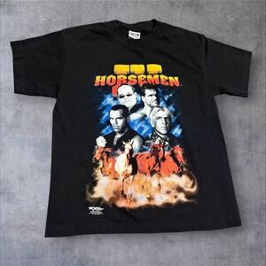 VTG Wrestling WCW Shirt Four Horsemen Ric Flair Benoit Black Rare Youth Large